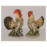 Homco rooster and hen pear. 6.5 and 6.25 in tall