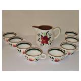 Stangl Pottery Country Garden tea/coffee set with teapot and eight cups.