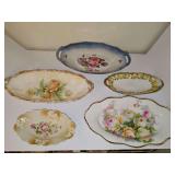 Five vintage/antique oval bowls. Most are marked Bavaria.  7.25-12.75 in.