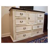 Large distressed white multi-drawer gentleman