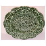 Williamsburg creative co-op green stoneware platter. 14 3/8 in.