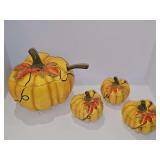 MWW Tureen and 3 pumpkin covered bowls. Some crazing.