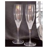 NIB - Set of (2) Vintage Hoya Etched Crystal Champagne Flutes - 8-1/2” tall - CYH0043