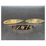 Grouping of (3) Mexican Abalone Shell Hair Clips