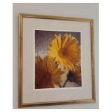 Beautiful textured-look floral print in gold frame - 31-1/2 x 35-3/4 - not under glass