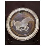 NIB - HOYA Lead Crystal Frosted Horse Wine Coaster