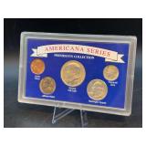 Americans Series Presidents Collection - 1964-D Lincoln Cent, 1960 Nickel, 1964 Kennedy Half Dollar, 1964 Quarter and 1954 Dime - no box
