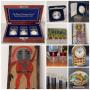 Mose T Artwork, Silver Coins, HOYA Crystal, Nice Costume Jewelry