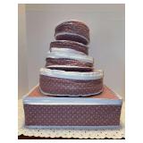 Grouping of (5) quilted china storage bags -cups, dinner plates, salad plates, dessert plates, saucers
