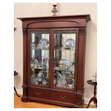 Stunning Thomasville mahogany paneled glass door china cabinet with (2) bottom drawers - 59-1/2 x 16-3/4 x 80 tall