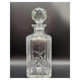 Vintage Atlantis Square Cut Lead Crystal Whiskey Decanter with Prism Stopper - 10” tall