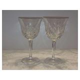 Set of (2) Vintage Gorham Crystal Cherrywood Wine Glasses - 7” tall