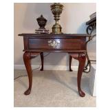 Queen Anne style cherry single drawer side table - 22 x 27 x 22-1/2 tall - OTHER CONTENTS NOT INCLUDED