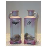 Very nice 2-piece set and f Vintage Czechoslovakia Victoria China Lusterware Oil/Vinegar Jars - 8-1/4” tall