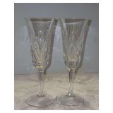 Set of (2) Vintage Gorham Crystal Cherrywood Champagne Flutes - 7-3/4” tall