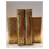 Pair of vintage CBK Ltd. 1995 Resin GOLD LEAF BOOKENDS with Roman Numerals XII - 3w x 6–/4 tall