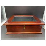 Vintage Bombay Company Felt Lined Display Box with Working Lock and Key - 13 x 10-3/4 x 4 tall