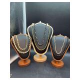 (6) very nice beaded necklaces - hold-tone and pearl-like beads, cloisonné beading, gold/silver/black toned beading - lengths are short & long