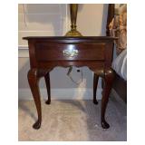 Queen Anne style cherry single-drawer nightstand - 22-1/2 x 17 x 26 tall - LAMP NOT INCLUDED