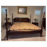 King size Cherry 4-poster bed - mattress & linens ARE NOT included - there is a spot on the headboard