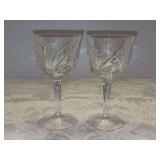 Set of (2) Vintage Gorham Crystal Cherrywood Wine Glasses - 5-3/4” tall