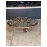 Decorative rolling brass plant stand - 10-3/4”D x 2-1/4” tall