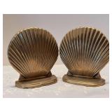 Pair of solid brass shell bookends - 4-3/4w x 5 tall