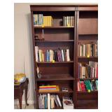 Mahogany finish multi-shelf bookshelf unit - CONTENTS NOT INCLUDED - 32-3/4 x 10-1/2 x 83-1/4 tall
