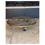 Decorative rolling brass plant stand - 10-3/4”D x 2-1/4” tall