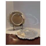 Set of (4) like new Wallace Silversmith Grande Baroque 13-1/2” silverplate chargers in original box