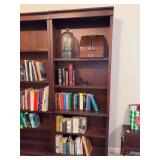 Mahogany finish multi-shelf bookshelf unit - CONTENTS NOT INCLUDED - 32-3/4 x 10-1/2 x 83-1/4 tall