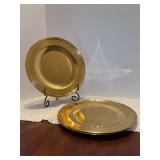 Set of (4) 12” brass chargers - very slight tarnishing