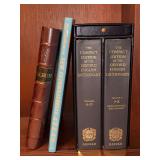 Grouping of hardback books and (1) NEW leather bound photo album - 2-volume set of The compact Edition of the Oxford English Dictionary