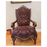 Vintage Beautifully Upholstered Windsor Court Arm Chair - 29 x 22 x 19 tall to seat (51 tall overall)