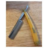 Vintage ERUSTA #96 Solingen straight razor with yellow Bakelite handle