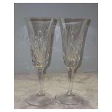 Set of (2) Vintage Gorham Crystal Cherrywood Champagne Flutes - 7-3/4” tall