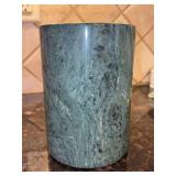 Green marble utensils caddy - 7” tall
