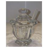 Baccarat Crystal Harcourt Missouri Mustard/Jam Jar w/ Lid And Spoon