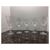Grouping of (5) crystal wine glasses - Gorham Rosewood, Gorham Cherrywood and Rogaska Rosewood
