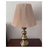 Vintage solid brass Stiffel lamp with pleated shade and 3-way switch - 26-3/4” tall - in working condition