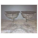 Set of (2) Vintage Gorham Crystal Cherrywood Champagne Coupes - 4-3/4” tall
