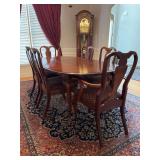 Exquisite Queen Anne style cherry dining room set - very well built - table is 75 x 43-1/2 x 29 tall - armchair is 26-1/4 x 16-1/2 x 19-1/2 to seat (38-1/2 tall overall), side chair is 20-1/2 x 16-1/2