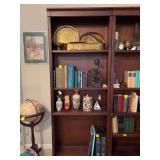 Mahogany finish multi-shelf bookshelf unit - CONTENTS NOT INCLUDED - 32-3/4 x 10-1/2 x 83-1/4 tall
