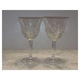 Set of (2) Vintage Gorham Crystal Cherrywood Wine Glasses - 7” tall