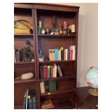 Mahogany finish multi-shelf bookshelf unit - CONTENTS NOT INCLUDED - 32-3/4 x 10-1/2 x 83-1/4 tall