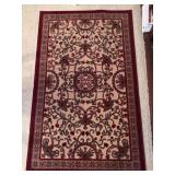 Beautiful rubber back rug in reds/cream/green - 30 x 49-1/2