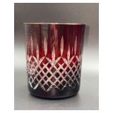 Cut to Clear Crystal Ruby Red Old Fashion Whiskey Glass - 3-3/4” tall