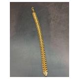 Beautiful gold-tone link bracelet with 14K yellow gold clasp - 7” - 6 grams
