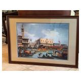 Vibrant & colorful reproduction of The Bucintoro at the Molo on Ascension Day (also known as The Molo, Venice) by the Venetian artist Canaletto - 39-1/2 x 27-1/2