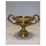 Bombay Company brass-plated over cast two-handled compote - 7”w x 4-3/4 tall (handle to handle and top of handle for height)